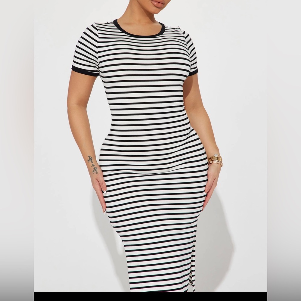 Striped midi dress